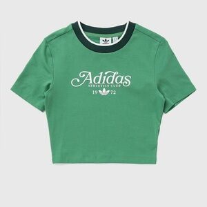 Adidas Women's Athletics Club Baby Tee Crop Top Green Size Large